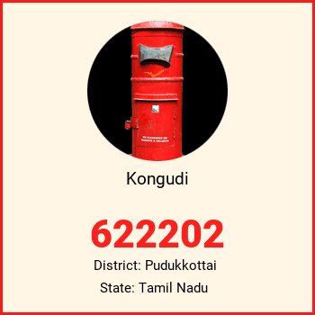 Kongudi pin code, district Pudukkottai in Tamil Nadu