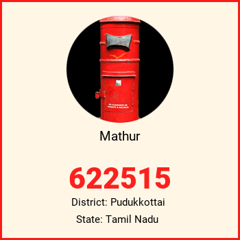 Mathur pin code, district Pudukkottai in Tamil Nadu