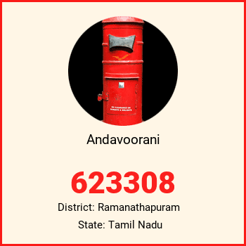 Andavoorani pin code, district Ramanathapuram in Tamil Nadu