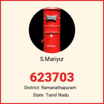 S.Mariyur pin code, district Ramanathapuram in Tamil Nadu