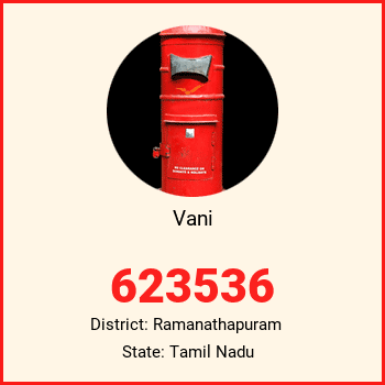 Vani pin code, district Ramanathapuram in Tamil Nadu