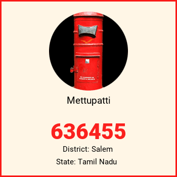 Mettupatti pin code, district Salem in Tamil Nadu