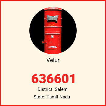 Velur pin code, district Salem in Tamil Nadu