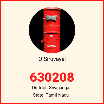 O.Siruvayal pin code, district Sivaganga in Tamil Nadu