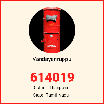Vandayariruppu pin code, district Thanjavur in Tamil Nadu