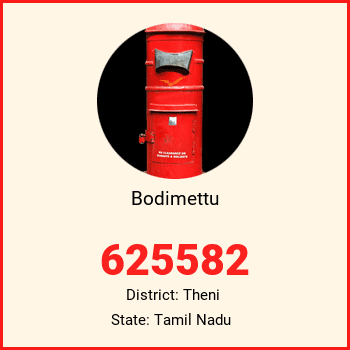 Bodimettu pin code, district Theni in Tamil Nadu