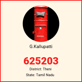 G.Kallupatti pin code, district Theni in Tamil Nadu