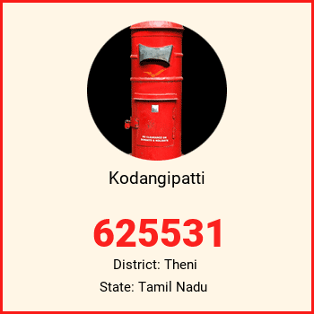 Kodangipatti pin code, district Theni in Tamil Nadu