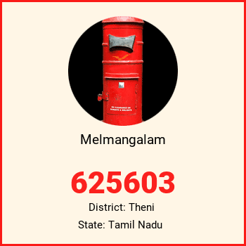 Melmangalam pin code, district Theni in Tamil Nadu