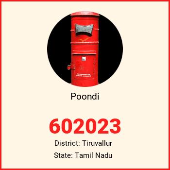 Poondi pin code, district Tiruvallur in Tamil Nadu