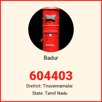 Badur pin code, district Tiruvannamalai in Tamil Nadu
