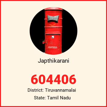 Japthikarani pin code, district Tiruvannamalai in Tamil Nadu