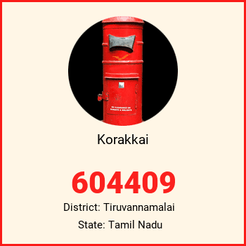 Korakkai pin code, district Tiruvannamalai in Tamil Nadu