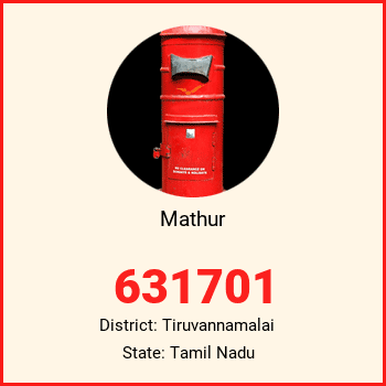 Mathur pin code, district Tiruvannamalai in Tamil Nadu