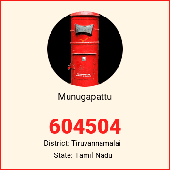 Munugapattu pin code, district Tiruvannamalai in Tamil Nadu