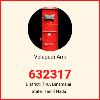 Velapadi Arni pin code, district Tiruvannamalai in Tamil Nadu