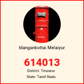 Idangankottai Melaiyur pin code, district Tiruvarur in Tamil Nadu