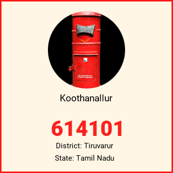 Koothanallur pin code, district Tiruvarur in Tamil Nadu