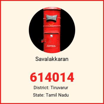 Savalakkaran pin code, district Tiruvarur in Tamil Nadu