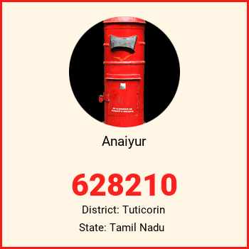 Anaiyur pin code, district Tuticorin in Tamil Nadu
