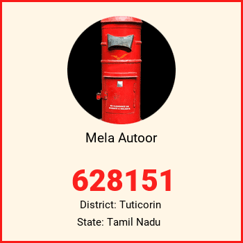 Mela Autoor pin code, district Tuticorin in Tamil Nadu