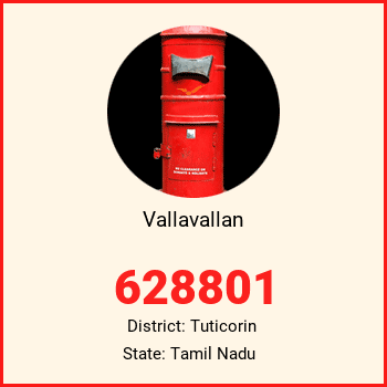 Vallavallan pin code, district Tuticorin in Tamil Nadu