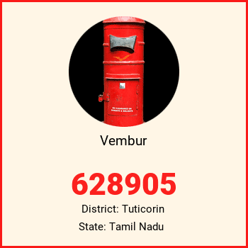 Vembur pin code, district Tuticorin in Tamil Nadu