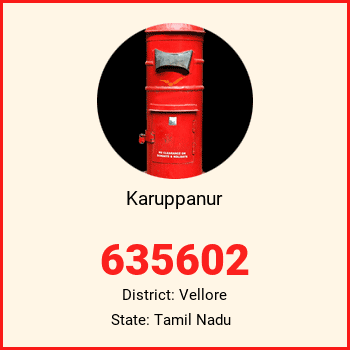 Karuppanur pin code, district Vellore in Tamil Nadu