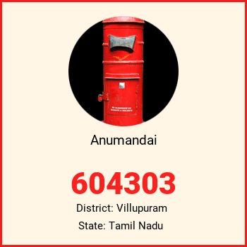 Anumandai pin code, district Villupuram in Tamil Nadu