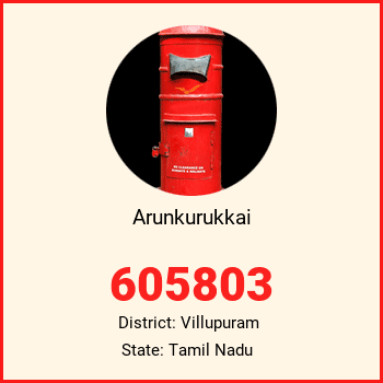 Arunkurukkai pin code, district Villupuram in Tamil Nadu