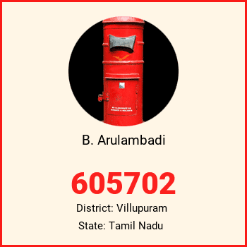 B. Arulambadi pin code, district Villupuram in Tamil Nadu