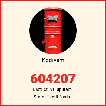 Kodiyam pin code, district Villupuram in Tamil Nadu