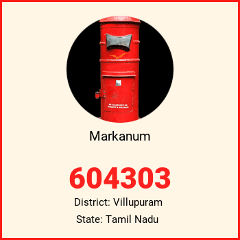 Markanum pin code, district Villupuram in Tamil Nadu