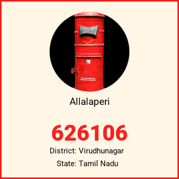 Allalaperi pin code, district Virudhunagar in Tamil Nadu