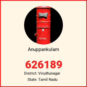 Anuppankulam pin code, district Virudhunagar in Tamil Nadu