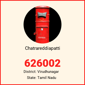 Chatrareddiapatti pin code, district Virudhunagar in Tamil Nadu