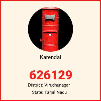 Karendal pin code, district Virudhunagar in Tamil Nadu