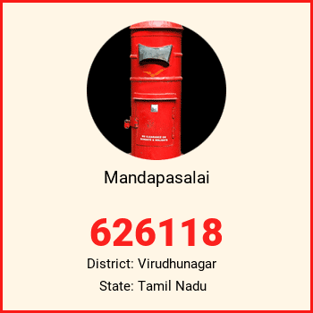 Mandapasalai pin code, district Virudhunagar in Tamil Nadu