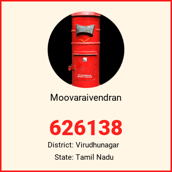 Moovaraivendran pin code, district Virudhunagar in Tamil Nadu