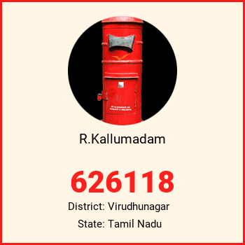R.Kallumadam pin code, district Virudhunagar in Tamil Nadu