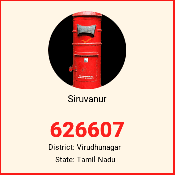 Siruvanur pin code, district Virudhunagar in Tamil Nadu