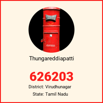 Thungareddiapatti pin code, district Virudhunagar in Tamil Nadu