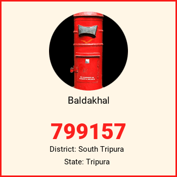 Baldakhal pin code, district South Tripura in Tripura