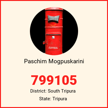 Paschim Mogpuskarini pin code, district South Tripura in Tripura