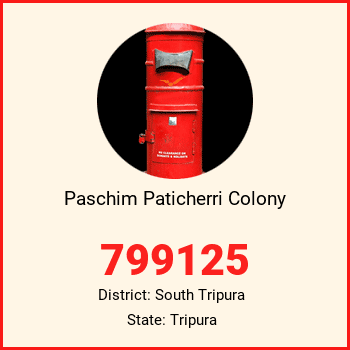 Paschim Paticherri Colony pin code, district South Tripura in Tripura