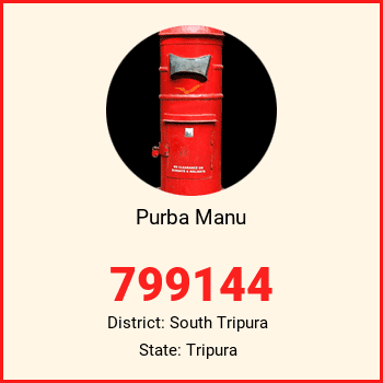 Purba Manu pin code, district South Tripura in Tripura