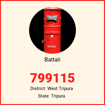 Battali pin code, district West Tripura in Tripura