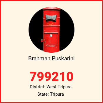 Brahman Puskarini pin code, district West Tripura in Tripura