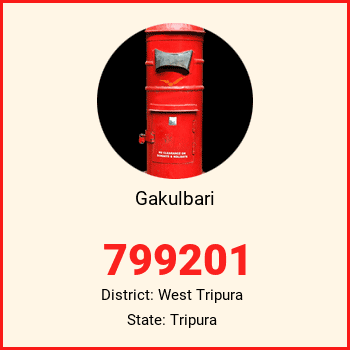 Gakulbari pin code, district West Tripura in Tripura