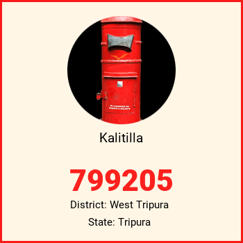Kalitilla pin code, district West Tripura in Tripura